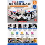 cayenna 15 Cm Sesli ve Işıklı Oyuncak Polis, Ambulans Açılabilir Kapılı Gerçekçi Tasarımlı Çocuk Oyun Aracı