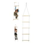 ÇAYLAR AVM Trapez Ahşap Merdiven 8mm İp 100kg Taşır Set Çocuk Tırmanma Jimnastik Gelişim Salıncağı 6 basamak