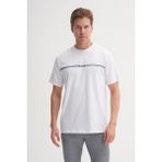 Cazador 25YCEED04135 Beyaz Erkek Regular Fit Önden Baskılı Bisiklet Yaka T-Shirt - 2XL