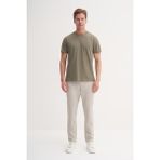 Cazador 25YCEEO04227 Haki Erkek V Yaka Patlı Slim Fit %100 Pamuk T-Shirt - 2XL