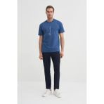 Cazador 4091 Erkek Bisiklet Yaka T-Shirt - İndigo - XL