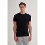Cazador 4602 Siyah Orta Bisiklet Yaka Flamlı Erkek T-Shirt