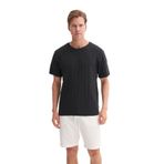 CAZADOR Bisiklet Yaka Regular Fit Örme Desenli Tişört, S, 25YCEEO04061, SİYAH, Erkek