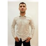 Cazador Caz 2002 Uzun Kol Çizgili Tek Cep Erkek Gömlek Ekru - S