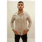 Cazador Caz 2048 Uzun Kol Tek Cep Çizgili Kanvas Erkek Gömlek - Pembe