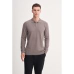 Cazador Caz 33015 Polo Yaka Düğmeli Pamuk Erkek Triko Kazak - Koyu Gri - XL