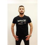 Cazador CAZ 4172 Siyah Space Baskılı Bisiklet Yaka Erkek T-Shirt