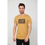 Cazador Caz 4206 Erkek Bisiklet Yaka Baskılı T-Shirt - Camel