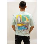 Cazador Caz 4263 Relax Fit Sırt Baskılı Erkek T-Shirt Su Yeşili - M - Açık Su Yeşili