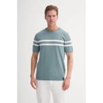 Cazador Regular Fit Çizgi Desenli Triko Mavi Erkek T-Shirt 30360 - XL