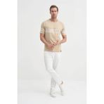 Cazador Regular Fit Çizgili Ekru Erkek T-Shirt 30400 - M