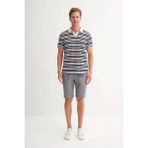 Cazador Regular Fit Örme Çizgili Lacivert Erkek Polo Yaka T-Shirt 40330 - XL