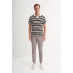 Cazador Regular Fit Örme Çizgili Siyah Erkek Polo Yaka T-Shirt 40330 - 2XL