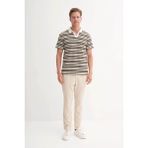 Cazador Regular Fit Örme Çizgili Yeşil Erkek Polo Yaka T-Shirt 40330
