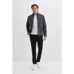 Cazador Slim Fit Vintage Pu Deri Karışımlı MONT-10620 Gri