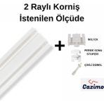 Cazimo Ikili Korniş Rayı Pvc Perde Rayı Ölçü Seçenekli Tavan Tipi Beyaz Korniş Sistemi - 200 cm