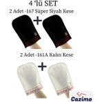 Cazimo Kelebek Kese 4'lü Peeling SETI–2ADET 161-A Kalın Kese+2 Adet 167 Süper Siyah Kese Doğal Hamam Kesesi