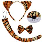 CBLUO 4 adet cadılar bayramı kedi kulakları kafa bandı burun papyon kuyruk kaplan saç çemberler bantlar papyon hayvan başlığı saç bandı kadın noel düğün tatil festivali geçit töreni Cosplay elbise