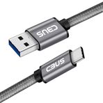 Cbus Wireless 8" Kısa Boy Uzay Gri Ağır Hizmet Örgülü USB-C 3.1 - USB-A 3.0 SSD Sabit Sürücü Kablosu LaCie, SanDisk, G-Drive, Samsung T5/X5, My Passport, Seagate Hızlı, Transcend StoreJet ile Uyumlu
