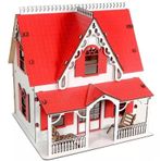 cc Oyuncak Ahşap Kırmızı Villa Ev
