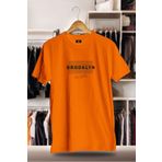 CC STORE Pamuklu Oversize Baskılı 3 İplik Şardonlu Turuncu T-Shirt | Brooklyn Şehir Baskı