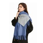 CCAIPU Pashmina şal ve şal kadınlar için, kış mevsiminde çift renkli şal büyük 188 cm uzunluğunda kaşmir sıcak tutan şal kadınlar için, Mavi ve gri., Tek Beden