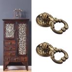 CcHhyyt Elistonie 2 Adet Vintage Pirinç Düğme Antik Dolap Düğmeleri Pirinç Sap Retro Halka Dolap Çekmece Komodin Elbise Dolabı için Saf Pirinç Mobilya Kulpu (2, Siyah, 33 mm)