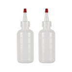 ccHuDE 2 Adet 120ml 4oz Plastik Sıkma Aplikatör Şişeleri Doldurulabilir Boş Aplikatör Şişeleri Bükümlü Üst Şişeler Kırmızı Uçlu ve Dereceli Ölçekli Sıvı Aplikatör Kapları