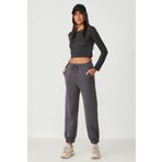 C&City 806 Füme Jogger Lastikli Kadın Spor Eşofman Altı