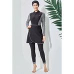 C&City C13059 Siyah Etekli Taytlı Tam Kapalı Tesettür Mayo
