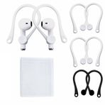 CCOVER AirPods 1 & 2 ve Pro için 3 Çift Kulak Kancası, Profesyonel Kaymaz Silikon Kulaklık Uçları Apple Airpods 1 & 2 ve Pro ve 1 Adet Fırça ile Uyumlu (2 Çift Beyaz + 1 çift Siyah)
