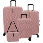 Ççs 5224 Büyük+Orta+Kabin+Makyaj 4'lü Travel Valiz Seti - Pudra