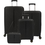 Ççs 5224 Büyük+Orta+Kabin+Makyaj 4'lü Travel Valiz Seti - Siyah