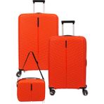 Ççs 5224 Orta+Kabin+Makyaj 3'lü Travel Valiz Seti - Turuncu