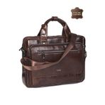 ÇÇS 71473 Hakiki Deri Unisex Evrak Çantası Laptop Bölmeli Profesyonel İş Çantası Kahverengi