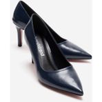 Ccway Kadın Stiletto Ayakkabı Lacivert Kırışık