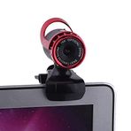 Ccylez Mikrofonlu web kamerası, HD USB-Clip-On stant-bilgisayar kamerası, esnek, 360° döndürülebilir web kamerası, otomatik renk düzeltmesi, tak ve çalıştır, video aramaları için PC web kamerası, geniş uyumlu (kırmızı)