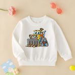 Cda Premium Sevimli Iş Makinesi Unisex Çocuk Sweatshirt - 001-Beyaz - 7 - 8 Yaş