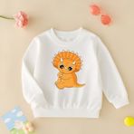 Cda Premium Turuncu Dino Unisex Çocuk Sweatshirt - 001-Beyaz - 5 - 6 Yaş