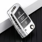 Cdwishbest Gümüş Rengi Vw Için Volkswagen Mk7 Gtı 7 Golf 7 Golf R Skoda Octavia A7 Seat Araba Tpu Katlanır Anahtar Kapak Çanta Kılıf Tutucu Koruyucu Anahtarlık (Yurt Dışından)