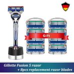 Cdwishbest Gümüş Tarzı Güvenlik Düz Jilet Gillette Fusioaver Erkekler Için Standlı Tıraş Makinesi Kasetleri Jiletli Tıraş Seti Shavette (Yurt Dışından)
