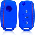 Cdwishbest Mavi Silikon Araba Anahtarı Kapağı Kılıf Vw Golf Bora Jetta Polo Mk4 Mk6 Bora Passat B5 B6 Süper Tiguan Beetle Anahtarlık (Yurt Dışından)