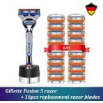 Cdwishbest Mavi Stil Güvenlik Düz Jilet Gillette Fusioaver Erkekler Için Standlı Tıraş Makinesi Kasetleri Jiletli Tıraş Seti Shavette (Yurt Dışından)