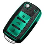 Cdwishbest Yeşil Deri + Tpu Araba Anahtarı Kılıfı Volkswagen Vw Polo Tiguan Passat Için B5 B6 B7 Golf Eos Scirocco Jetta Mk6 Octavia Aksesuarları (Yurt Dışından)
