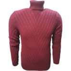 Ce-Ce 1014 Erkek Basic Desenli Tam Balıkçı Boğazlı Kazak - Bordo - XL