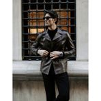Ce-Yıl Deri Ürünleri Erkek Hakiki Deri Trençkot Regular Kalıp Düğmeli Kapama ile Trend Stil 2XL - Siyah