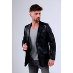 CE-YIL Erkek Deri Blazer Ceket - 5XL - Siyah
