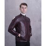 CE-YIL Erkek Hakiki Deri Spor Mont - 5XL - Bordo