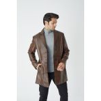 CE-YIL Erkek Hakiki Deri Trençkot - 2XL - Kahverengi