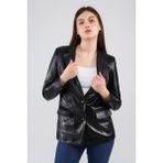 CE-YIL Kadın Deri Blazer Ceket - M - Siyah